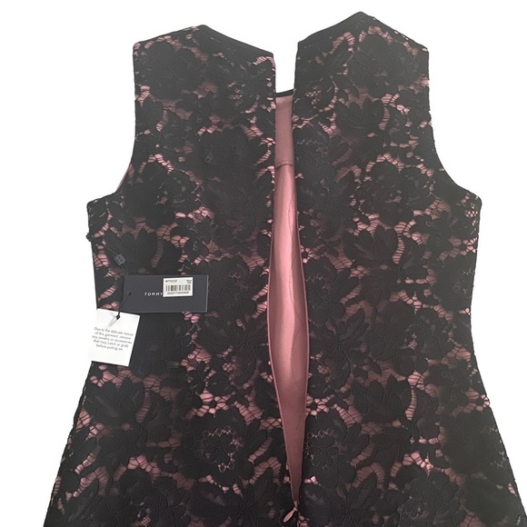 Tommy Hilfiger Black Pink Floral Crepe Sheath‎ Sleeveless Dress Size 8 - Picture 13 of 14